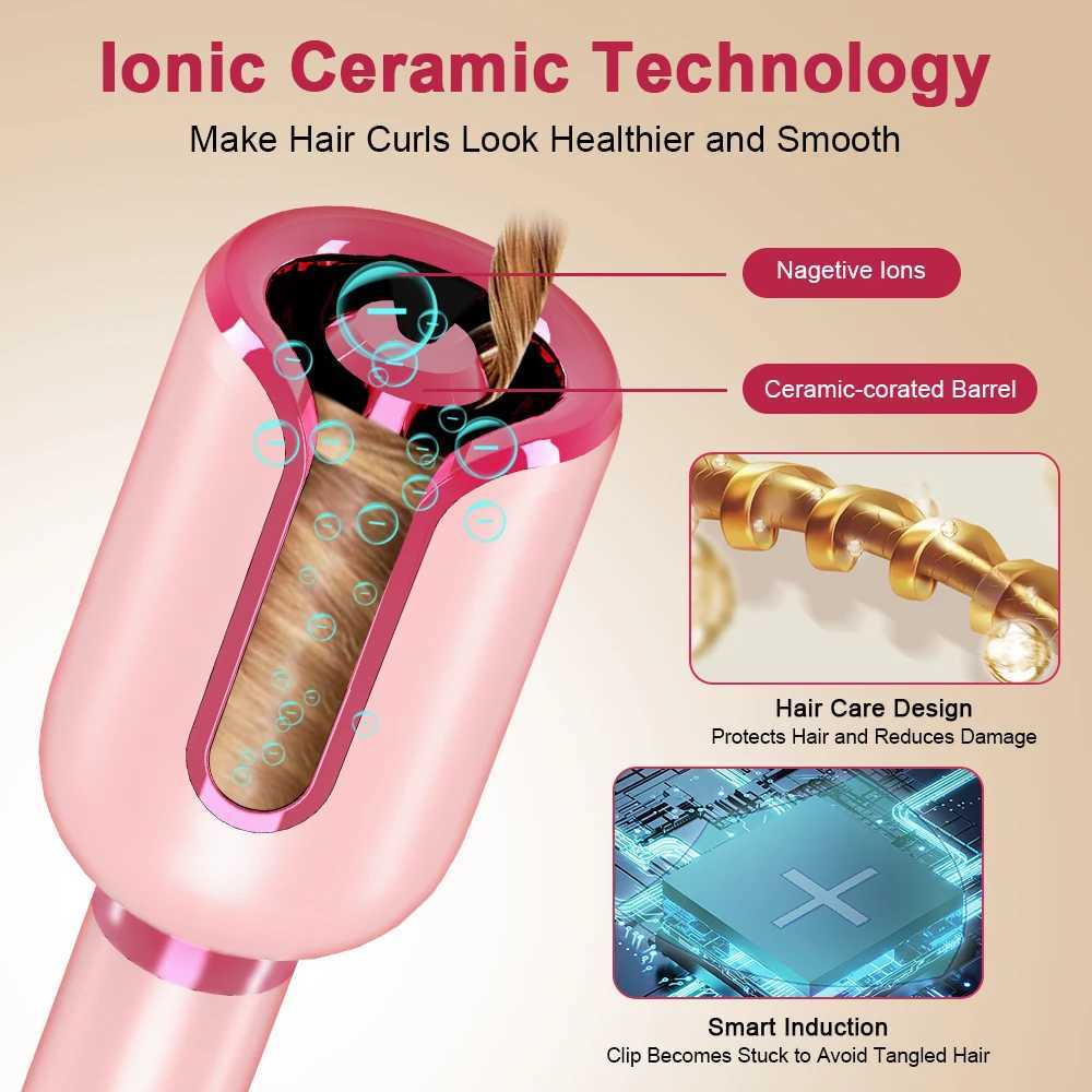 Fancy curling iron automatic curling iron anti tangling ceramic rotating curling iron large groove styling equipment W240830