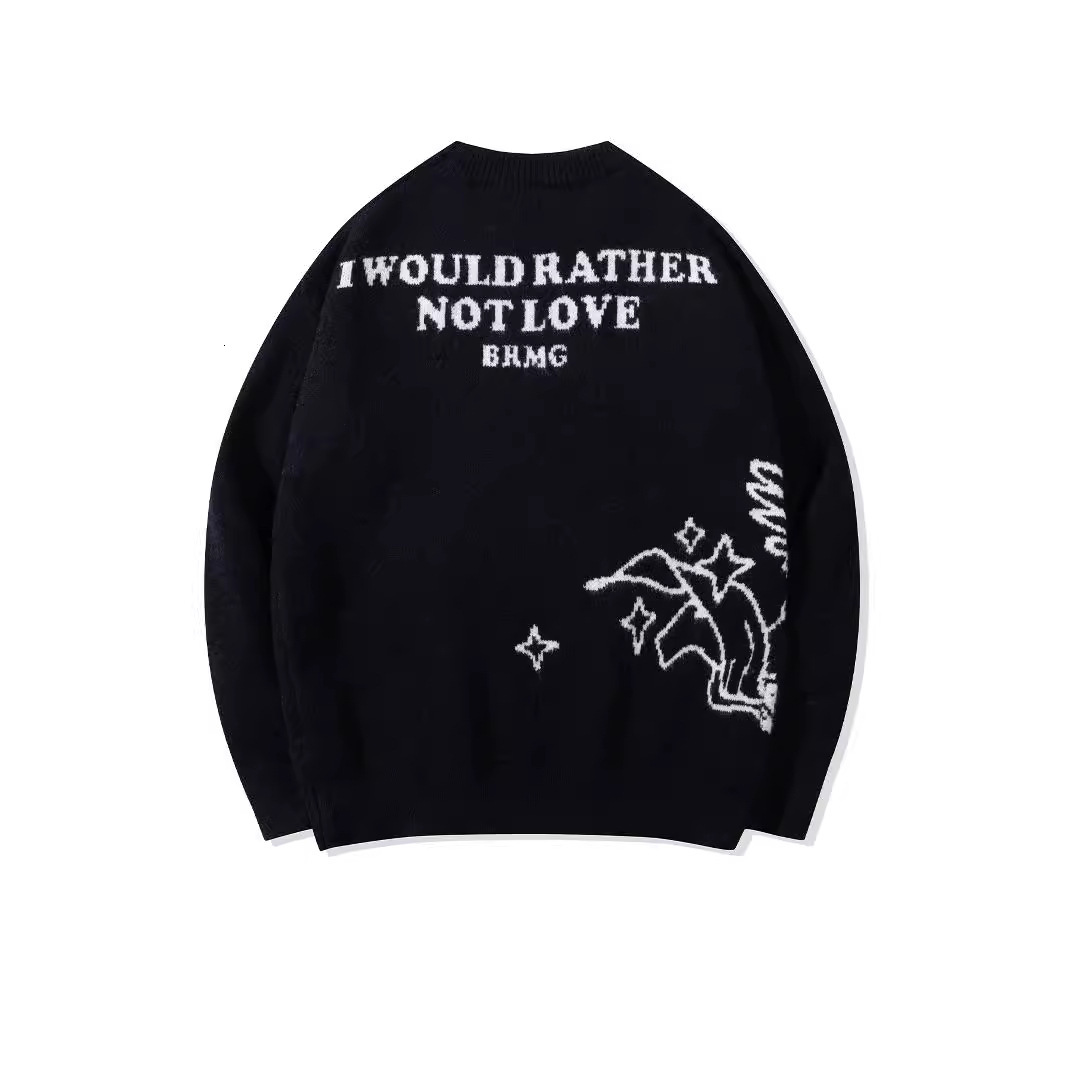 Oversize Color Contrasting Cartoon Knitted Design Versatile Casual Sweater for Men and Women Couples