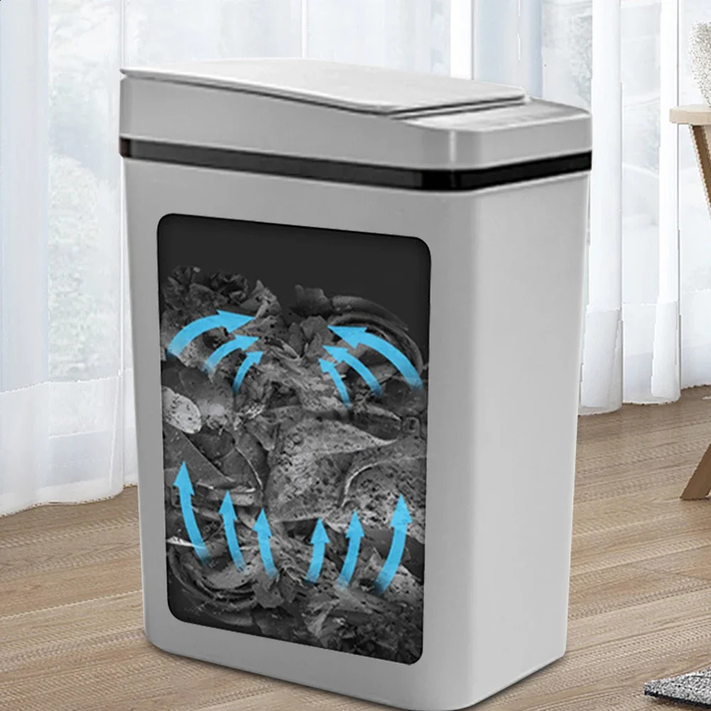 12L Smart Trash Can Automatic Touchless Garbage Kitchen Bedroom Bin Toilet Bucket SpaceSaving Waterproo 240830