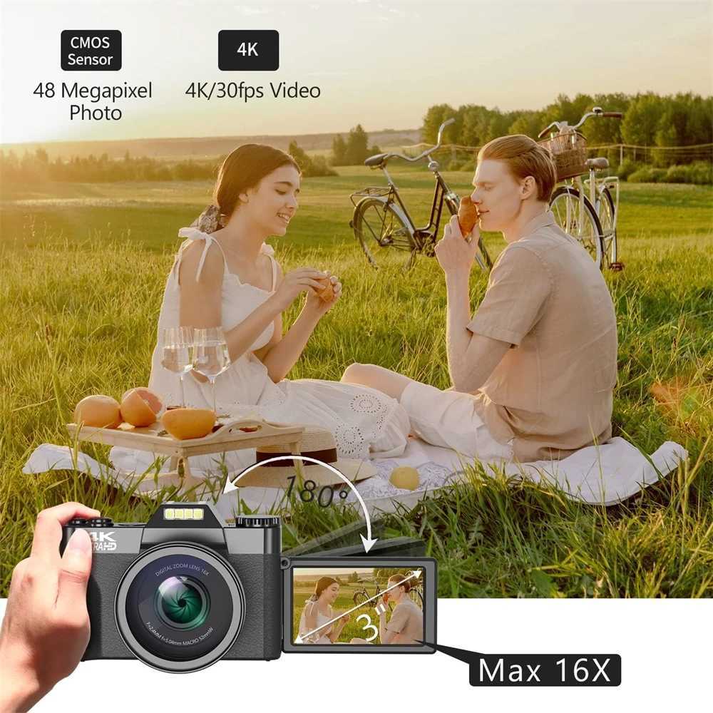 Full HD digital camera for professional instant photography equipped with WiFi 4K camera rotating screen Youtube selfie travel camera M240831