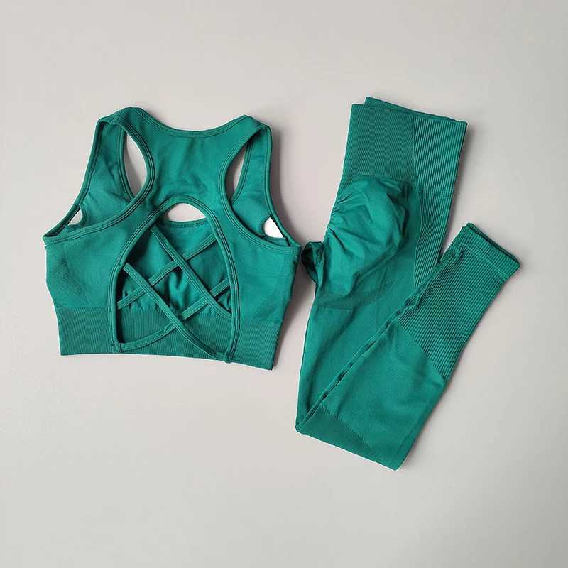 Womens sportswear fitness yoga set sportswear sports bra+high waist and leg gym clothing seamless sportswear W250326