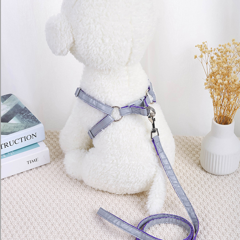 Reflective Pet Harness and Leash Collar Set Adjustable Small To Medium Dog Harness & Collar with Leash Pet Accessories Supplies