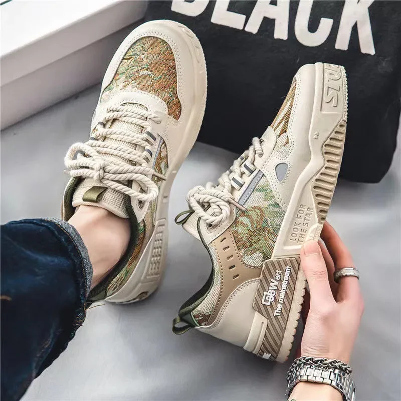 New Trendy Men's Comfortable Platform Matching Lace-up Sneakers for Men Casual Vulcanized Shoes Tenis b549