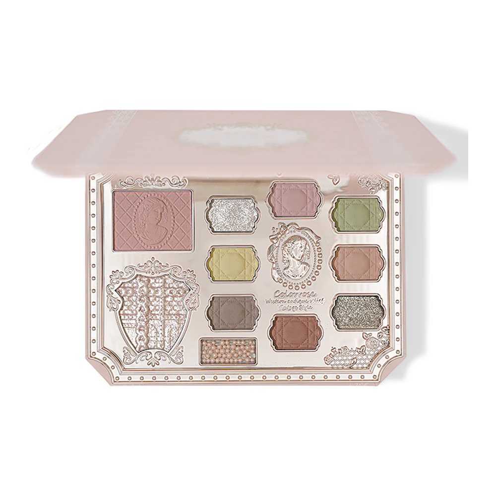 Ballet inspired eye shadow palette with highlighter and Blush all-in-one makeup set use mirror to shape eyes for a long time W240830