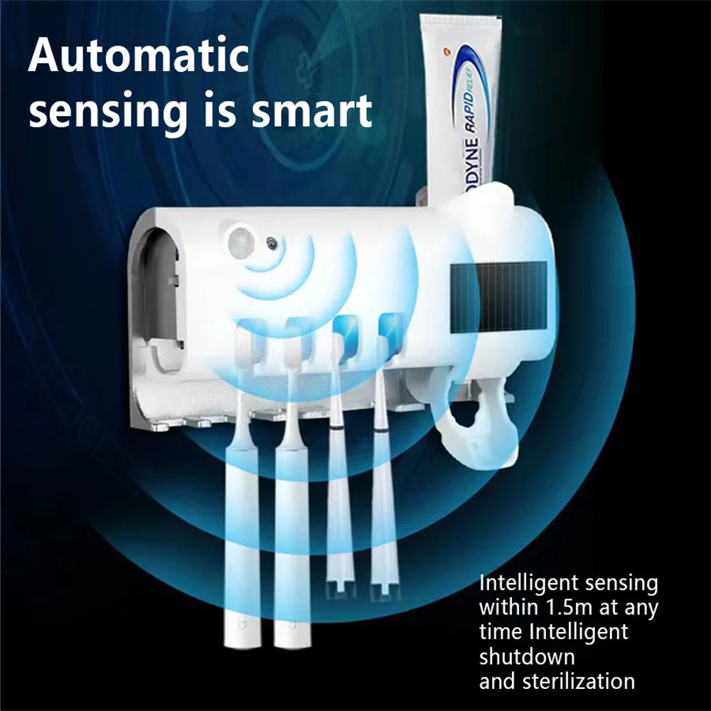 Toothbrush Holder Automatic Toothpaste Dispenser Set Dustproof Sticky Suction Wall Mounted Toothpaste Squeezer For Bathroom 240830CJ