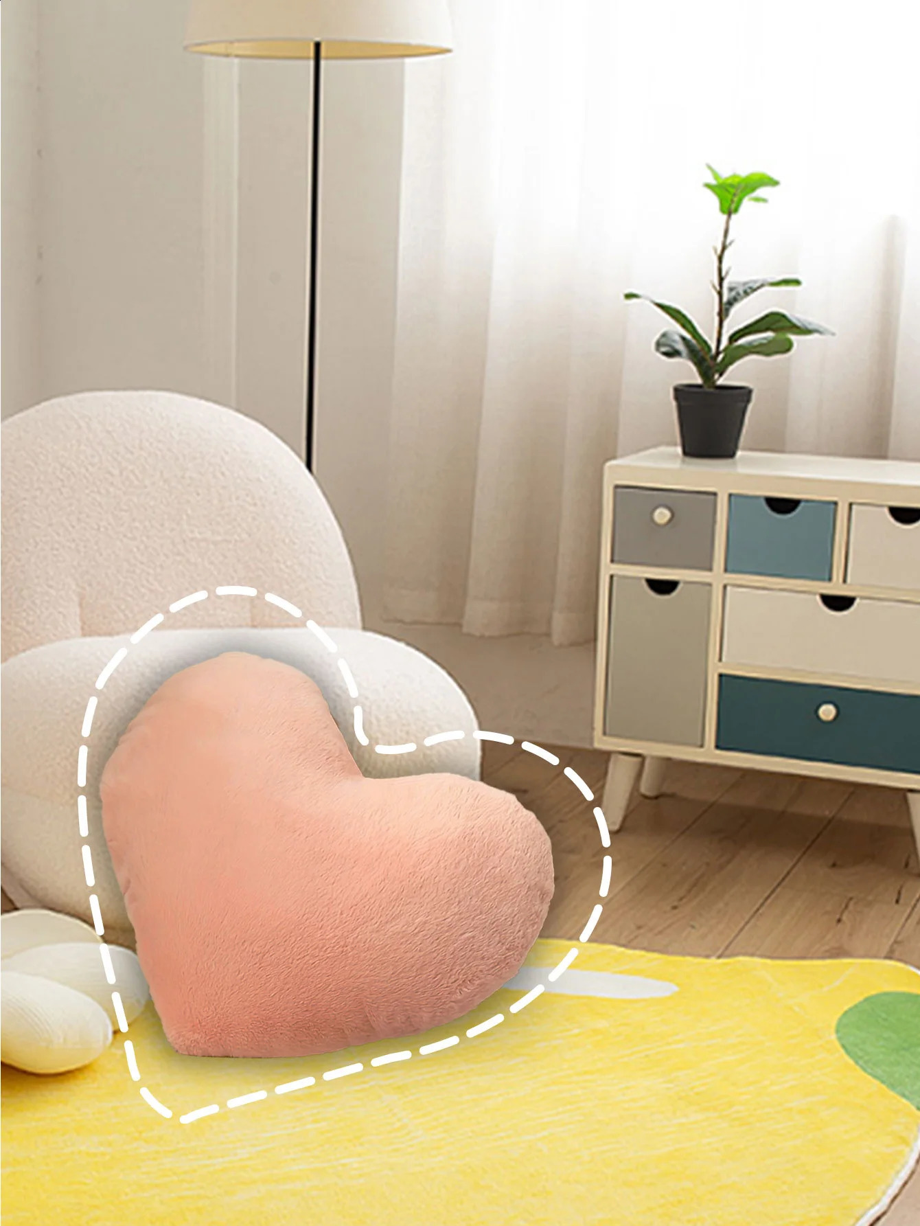 1pc Pink Charming Heart-Shaped Cartoon Plush Pillow - Soft Cozy andDecorative Cushion for Living Room and Bedroom Comfort 240830