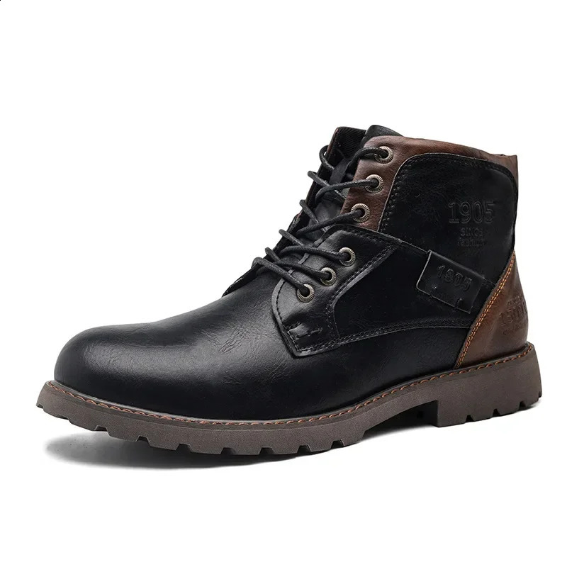 Italy Handmade Men Autumn Winter Male Booties Outdoor Vintage Brown Ankle Work Boots Beef Tendon Bottom Bottines 240830 9197