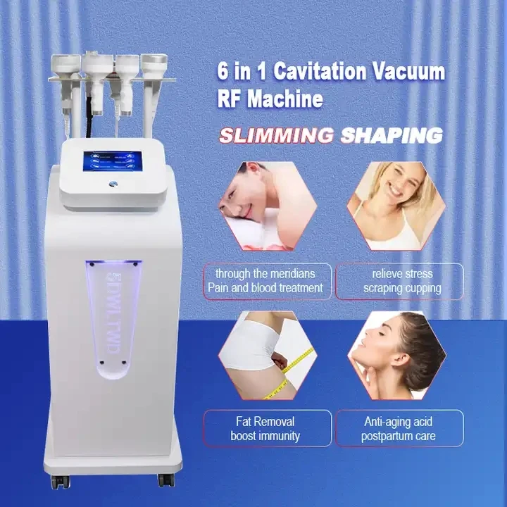 6 in 1 80K Cavitation Ultrasonic Body Slimming Machine Multi-Polar Anti-Wrinkle Rejuvenation Skin Lift Tighten 5D Carving Vacuum Liposuction Body Shap