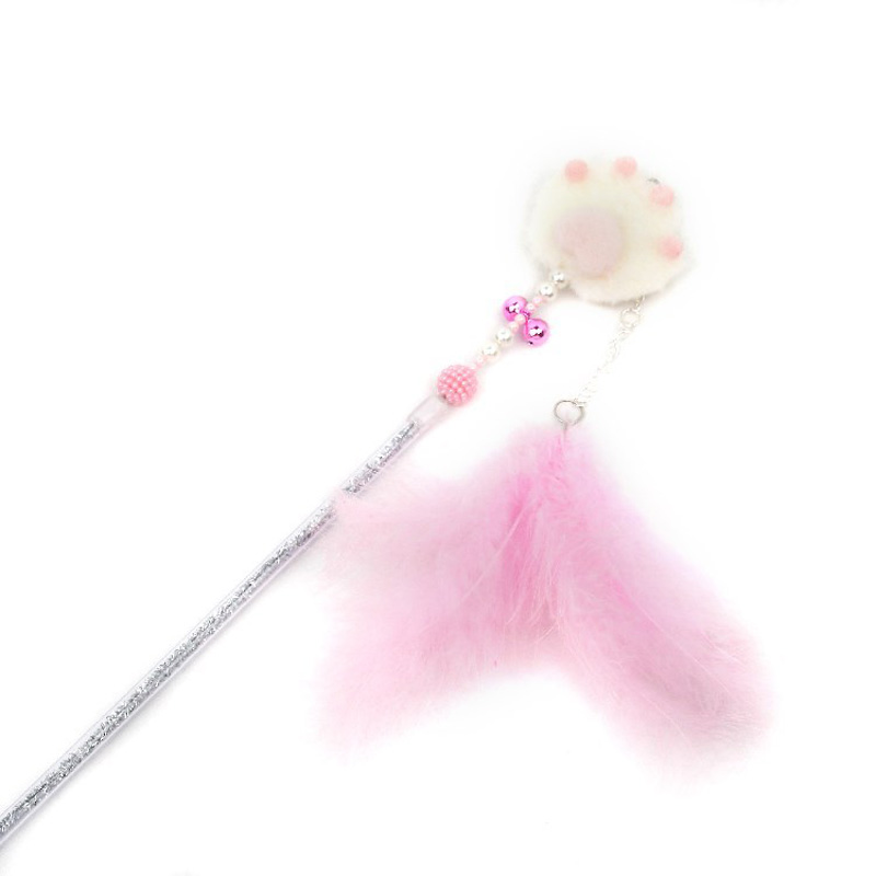 Pet Cat Teasing Stick Pompom Feather Accessories Funny Kitten Interactive Toys For Household Animals Cats Entertainment