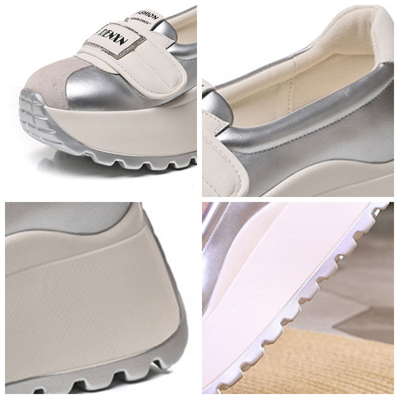 Fujin 8cm New Platform Wedge Flats Summer Fashion Genuine Leather Pumps Mixed Color Women Sandal Slippers Shoes Microfiber Pumps