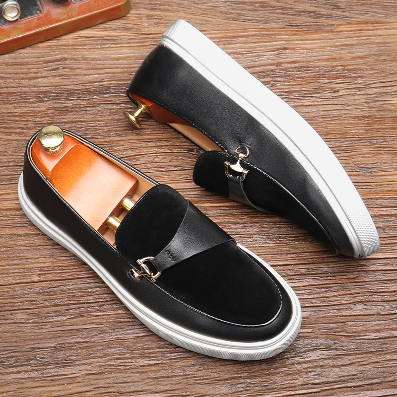 Men's Fashion Casual Slip-on Leather Shoes Men Classic Buckle Loafers Moccasins Mens Outdoor Board Shoe Driving Flats 70cd s