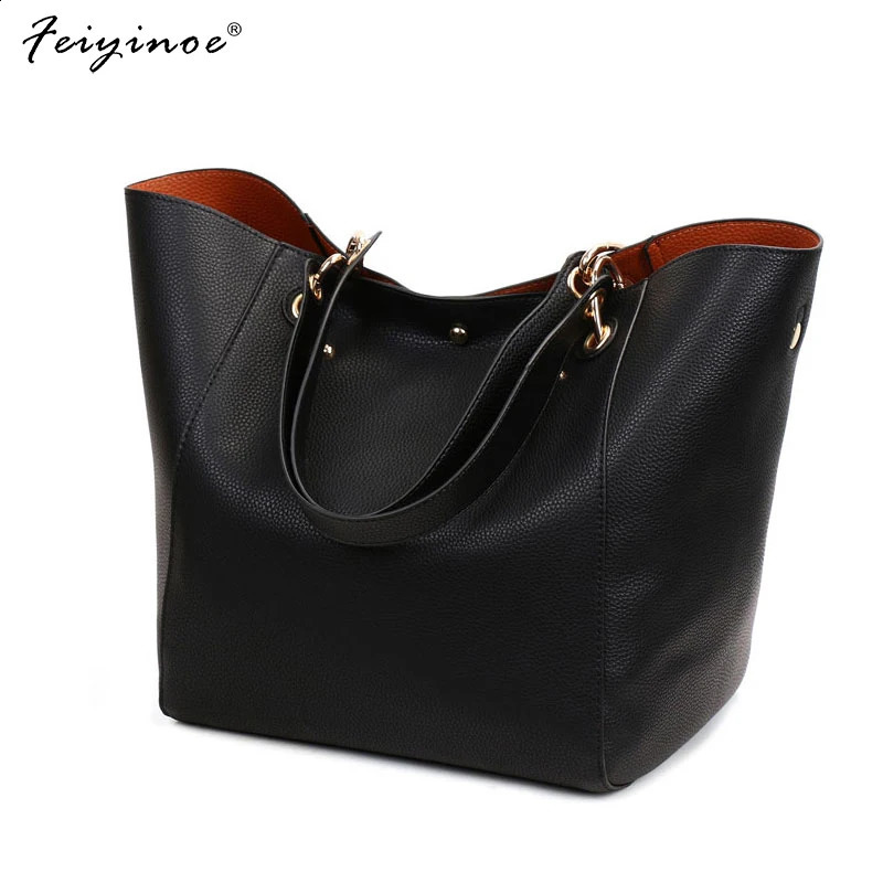Leather Handbags Big Women Bag Female Bags Trunk Tote Shoulder High Quality Casual Ladies Large Bolsos 2pcsset Fashion Soft 240830