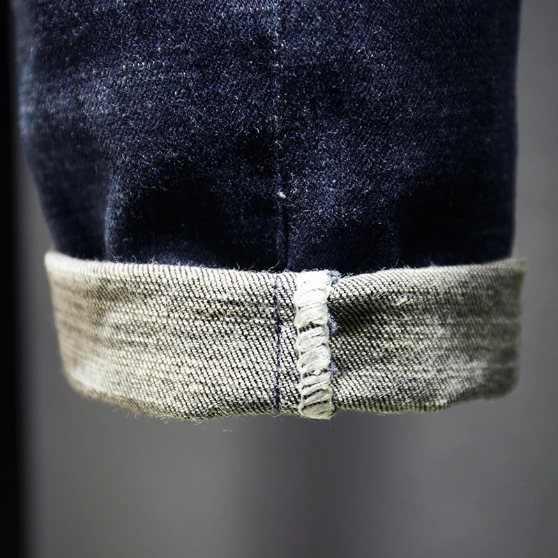 Distressed Jeans Men Dark Blue Stretch Slim Fit Hip Hop Destroyed Broken Holes Ripped Man Denim Pants Frayed Trousers Punk Style 240826Z