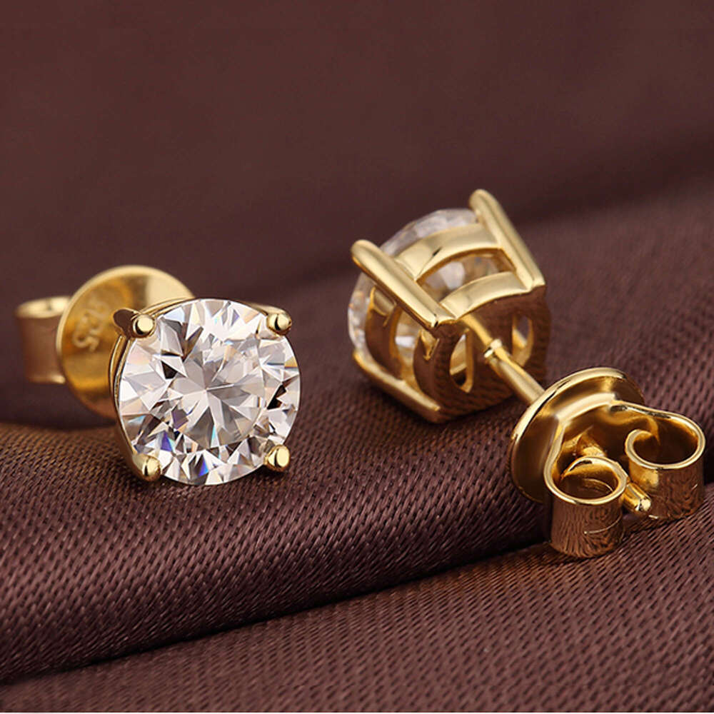 gold plated sterg sier women moissanite dia earrings