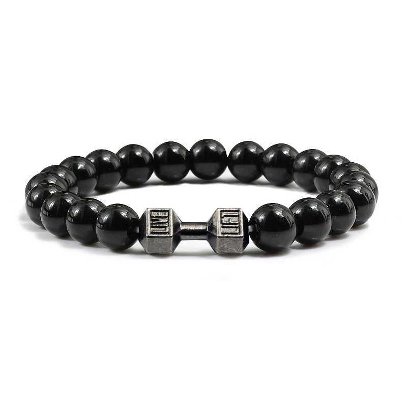 14 Style Dumbbell Lava Stone Bead Bracelet Womens Jewelry Mens Bracelet Metal Accessories Bileklik Couple Pulseras W241231