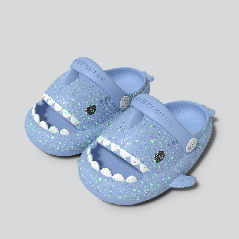 Luminous Slippers Shark Slippers Fashion Children Cute Flip Flops Summer Outdoor Beach Shoes Couple Indoor Cartoon EVA Sandals