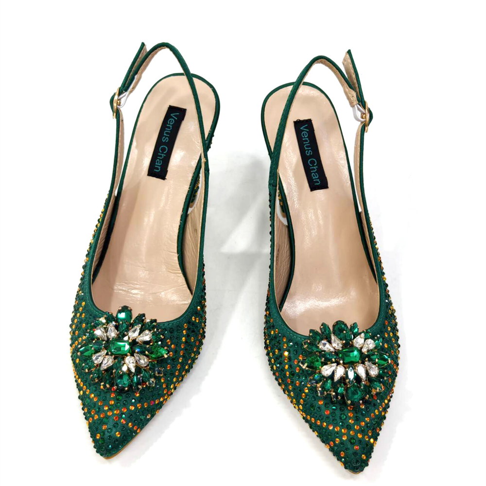 Venus Chan Elegant Pointed-Toe Heeled Sandals 2024 Woman High Heels Rhie New Italian Shoes and Bag for Party
