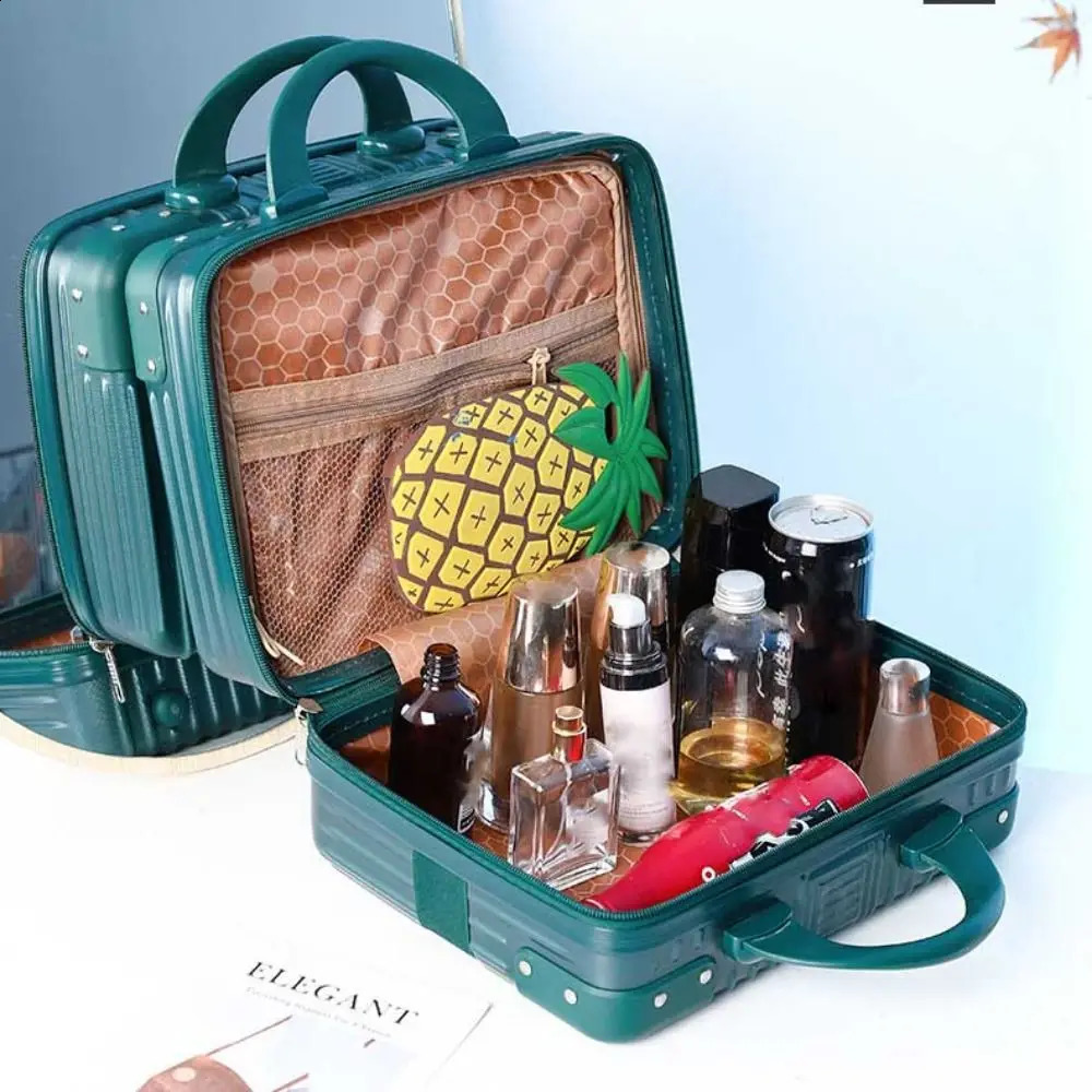 14 inch Mini Travel Suitcase Cosmetic Box Hand Lage Organizer Makeup Case Small Password Boarding y240830