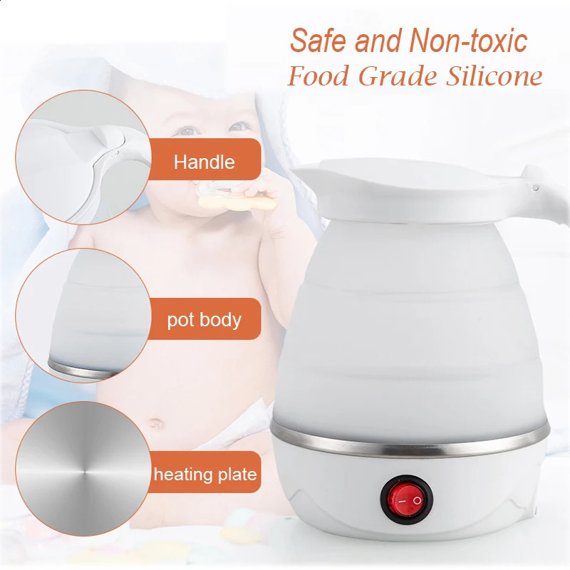 Household Travel Folding Kettle 600Ml Electric Portable Boiling Pot 110V220VTravel Water Boiler Kitchen Appliances 240830