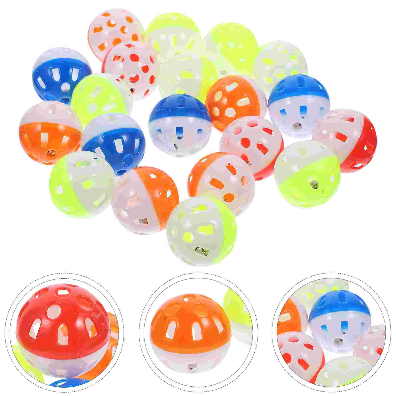 20 Pcs Hollow Bell Ball Parrot Toy Balls Toys Bird Bells Cages Plastic Parakeet for Funny Parakeets Foraging Parrots