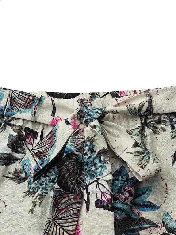 Bohemian womens floral print Trouser 2024 ZANZEA summer casual loose harem pants retro elastic waist long harem pants 240830