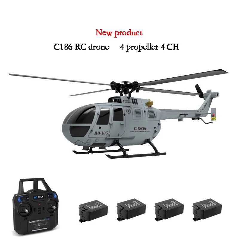 C186 PRO RC helicopter 2.4G 4 Ch 4 propeller 6-axis electronic gyroscope for stable remote control of RC childrens toys W240830
