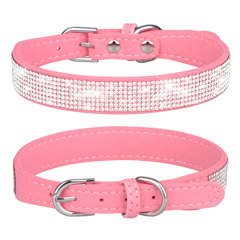 Dia Dog Collars for Small Medium Large Dogs Black Pink Rainbow Blue Soft Suede Pet Puppy Collar with Metal Buckle Wholesale