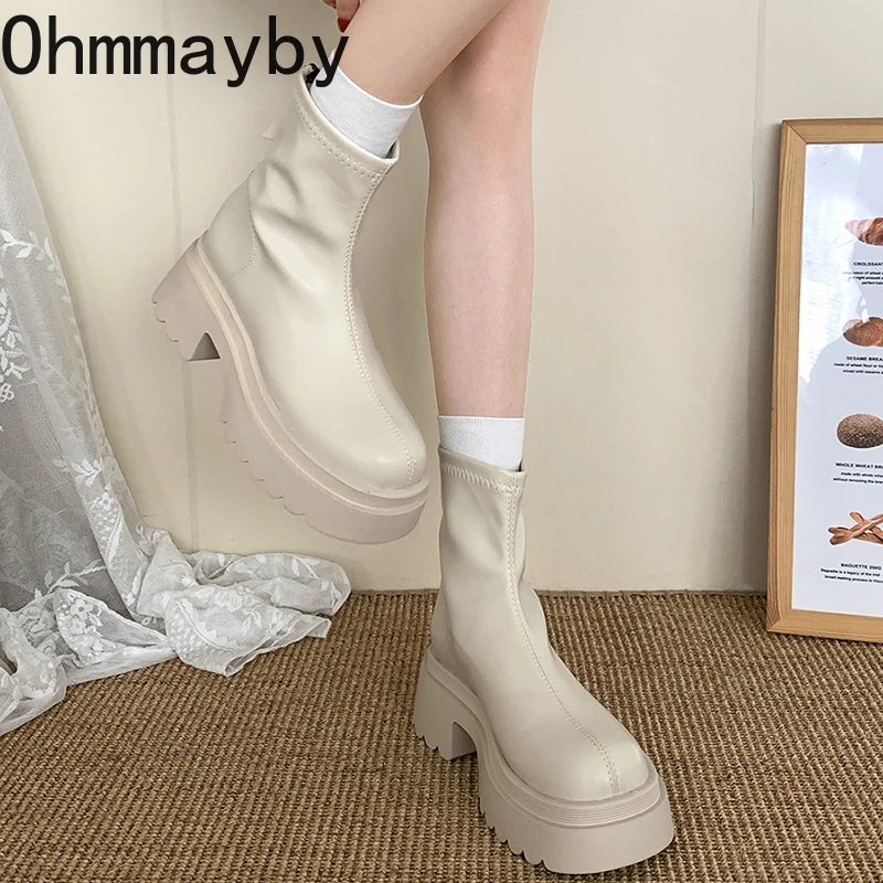 Women Chunky Short Boots Fashion Back Zippers Shoes 2024 New Autumn Winter Thick Heel Women's Ankle Booties d298 's