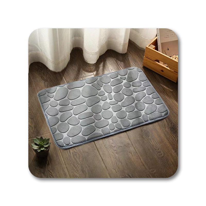 Bath Mats Cobblestone Embossed Mat Non-slip Carpets Water Absorption Washable Bathtub Floor Rug Shower Doormat Bathroom Decor Gray
