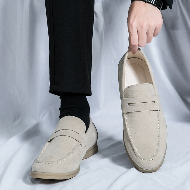 2025 new Soft Classic Suede Penny Loafers Slip On Leather Casual Comfort Driving Shoes Men Flats Walking Footwear b9e4