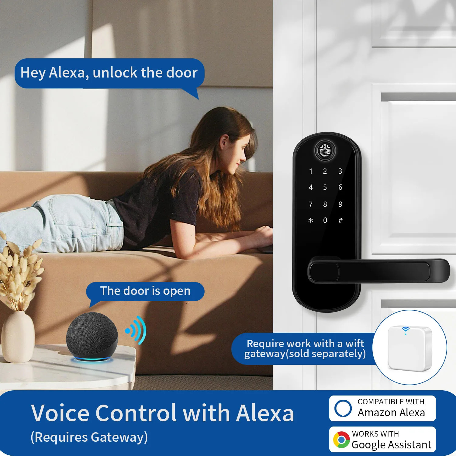 KeylessEntry Fingerprint Smart Door Lock Digital Electronic with Code Passcode Electric Knob Perfect for Entry Doors 240830