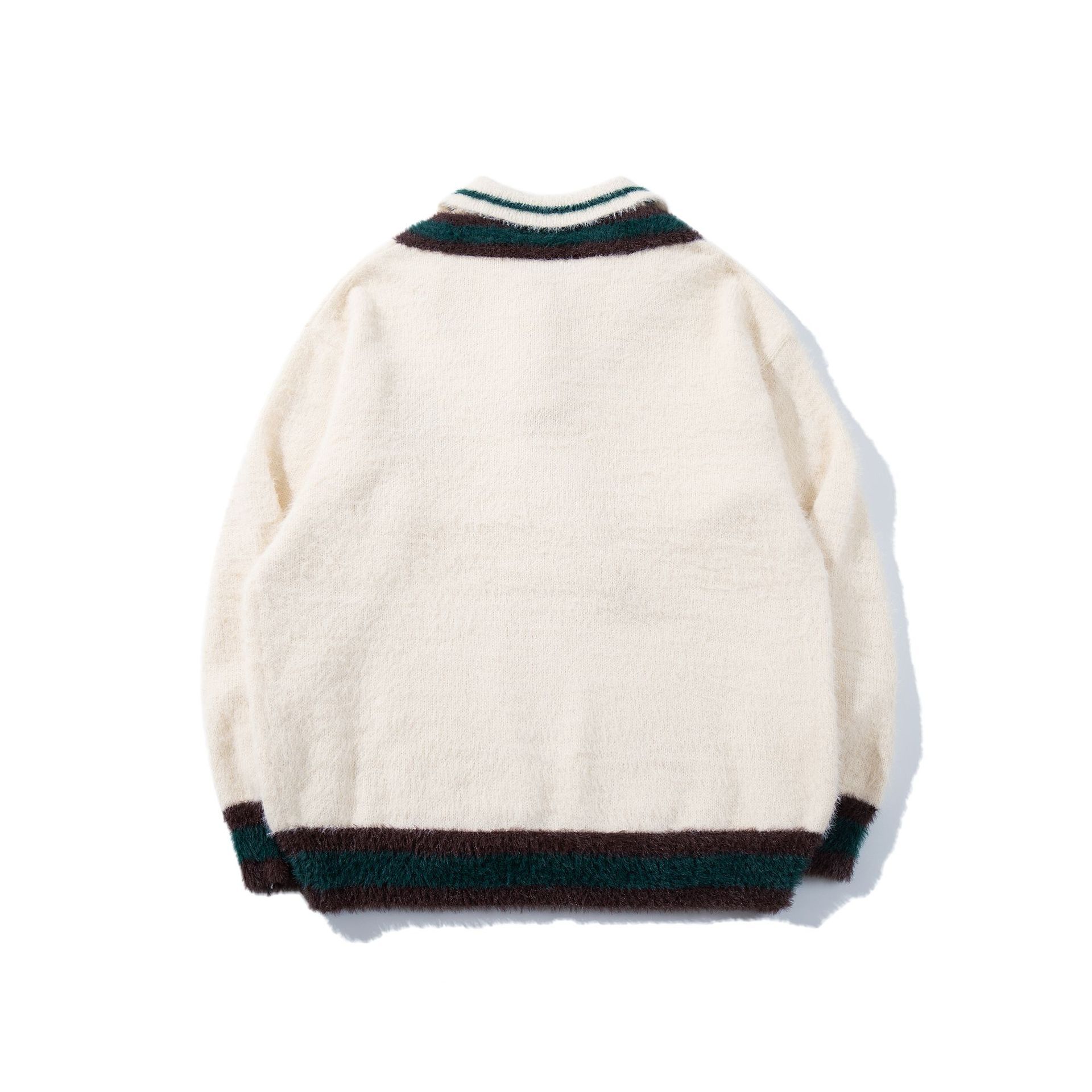 Cityboy Tie Decoration Collar Sweater Mens and Womens Ins College Style Loose Knitted Sweater