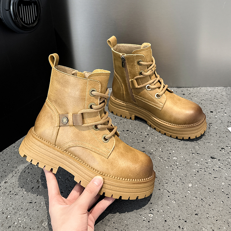 AIYUQI Ankle Boots Women 2024 Autumn New Genuine Leather Women's Biker Boots Retro Platform British Style Women's Booties