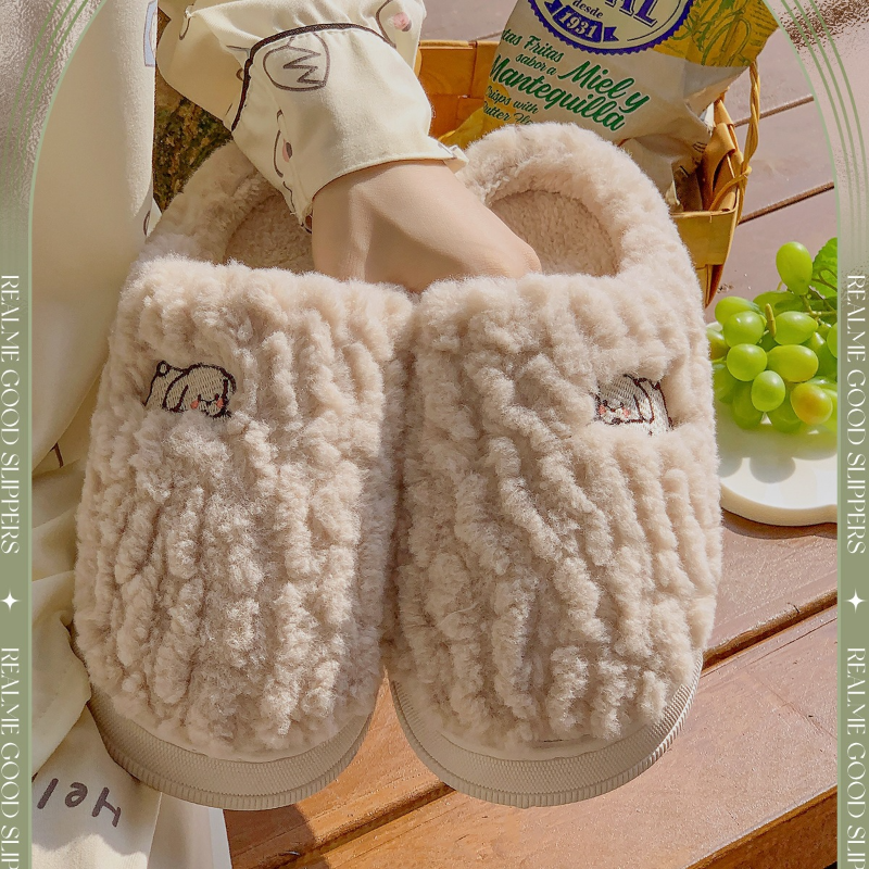 Winter New Cotton Slippers Women Men Home or Shoes Soft Plush Cute Cartoon Anti-slip Couples Indoor House Warm Slipper Indo