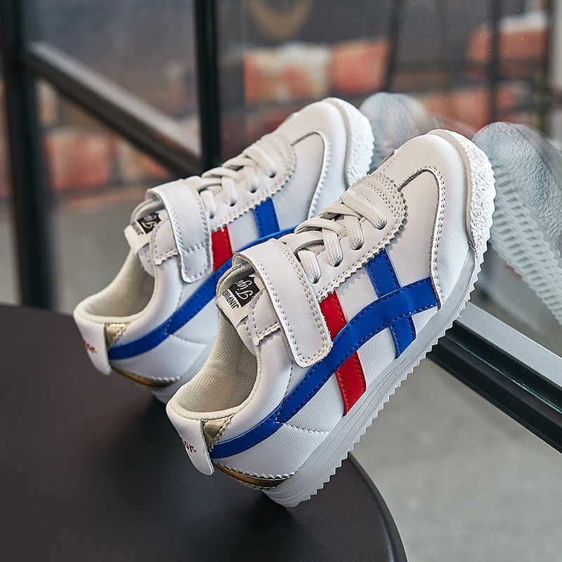 Athletic Outdoor Childrens sports 2024 autumn new item girls genuine leather white lightweight and non slip boys casual shoes H260130