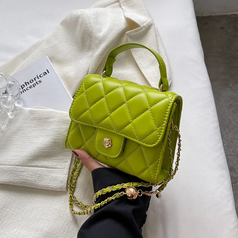 Fashion Plaid Shoulder Bag Casual Chain Strap Crossbody Bags For Women Handbags Pu Leather Small Top Handle Bags 240830