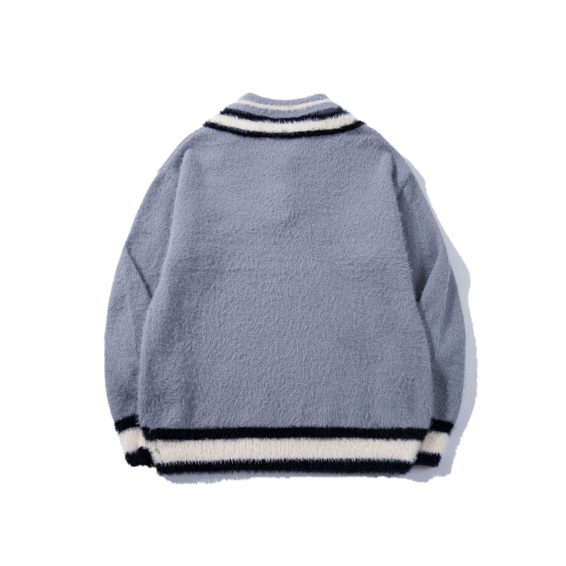 Cityboy Tie Decoration Collar Sweater Mens and Womens Ins College Style Loose Knitted Sweater