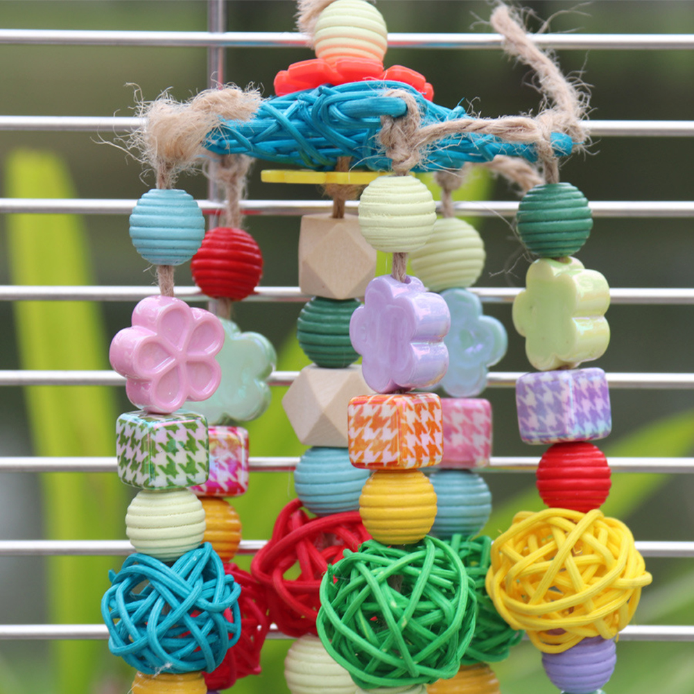 Bird Toys Parrot Toys Bird Block Knots Tearing Toy Hanging Wooden Parrot Chewing Toy For Parrots, Cockatoos, Macaw