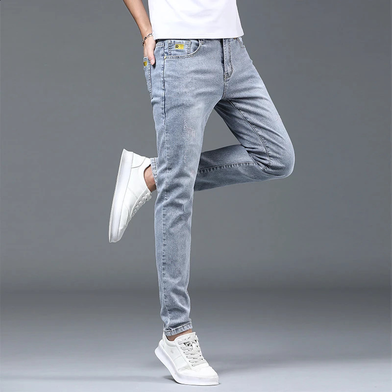 Boyfriend Daily Allmatch Pencil Distressed Jeans Men Casual Slim Fit Denim Pants N Leg Ripped Skinny Solid Trousers 240826Z