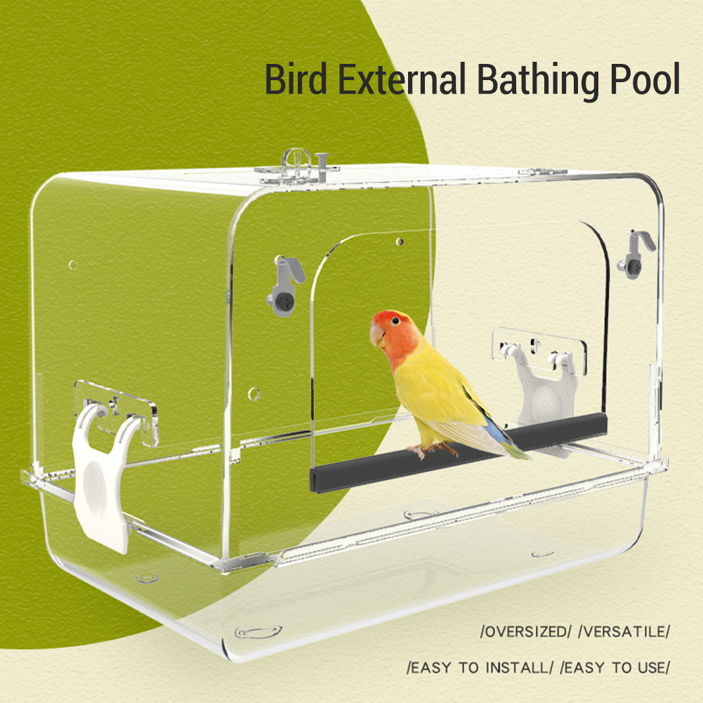 Hanging Bird Bath Box Parrot Bathtub Shower Box For Cage Bird Detachable Acrylic Clear Bath Box For Parakeet Cockatiel Lovebird