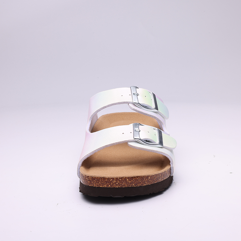 Comwarm New Women's Flat Sandals Summer Cork Slippers For Women Fashion Gradient Sandals Outdoor Beach Shoes With Double Buckle