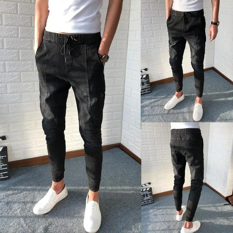 Winter Brushed Pants Men Plush Thicken Slim Korean Style Clothing Streetwear Man Denim Male Trousers 240826Z