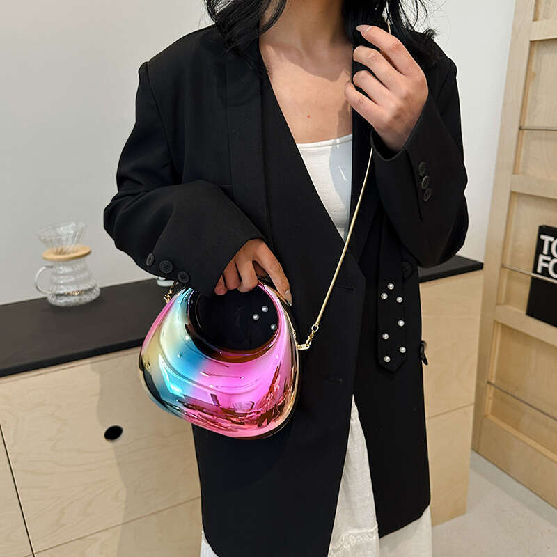 Evening Clutch Bags For Women 2024 Designer Purses And Handbags Golden Wedding Dinner Party Round Handle Wrist Bag - view 4