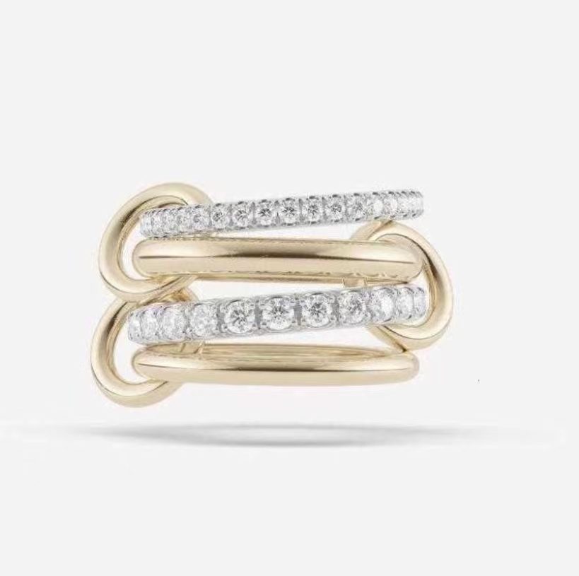 Stacking K gold Four piece Rings for women men spinelli kilcol rings with Dia Ring overlapping designer jewelry Open ring average size