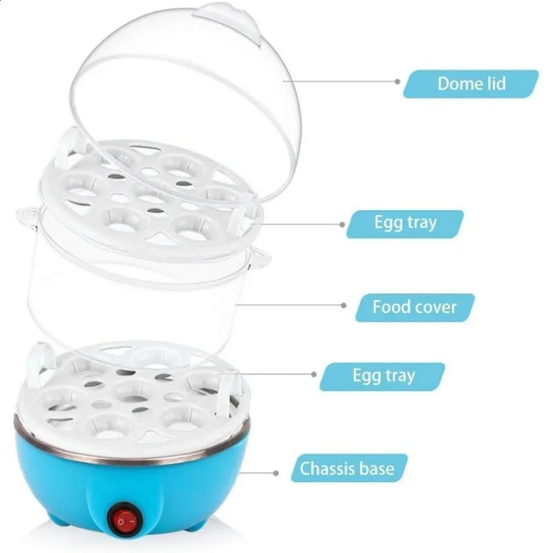 Egg Cooker14 Capacity Electric Cooker Perfect Hard Boiled Makerfor EggsSteaming Shelf for Vegetables 240830
