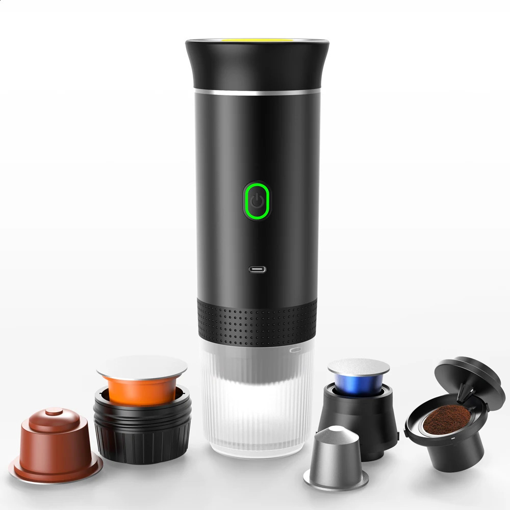 Wireless Electric Portable Espresso Coffee Machine for Car Home Camping Maker 3in1 Capsule Powder Travel 240830