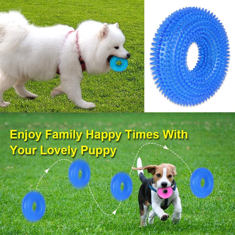 Pet Dog Toys Round Thorn Ring Pet Molar Chews Toy Puppy Tooth Cleaning Interactive Training Squeaky Sound Toy Pet Supplies
