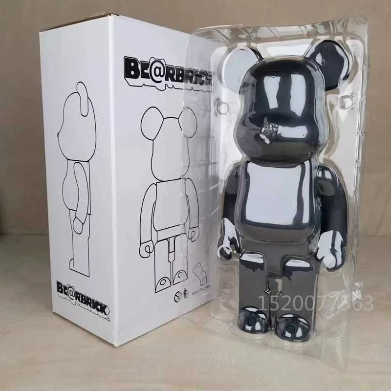 Decorative Objects Figurines High quality black and white bear DIY assembly 28cm Milky Way painting bear 3D model mini brick toy T240829