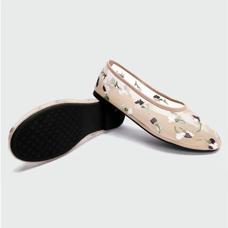 Embroidered Hand wers Design Mesh Hollow Flats Women Summer Breathable Ballet Mary Jane Shoe Elegant Loafers Shoes 8f59 s