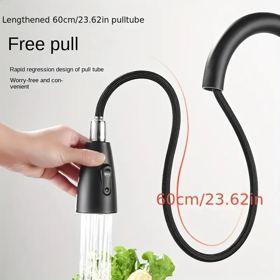 Kitchen faucet with pullout spray nickel brush kitchen 2mode 360 ° sliding sink 240830